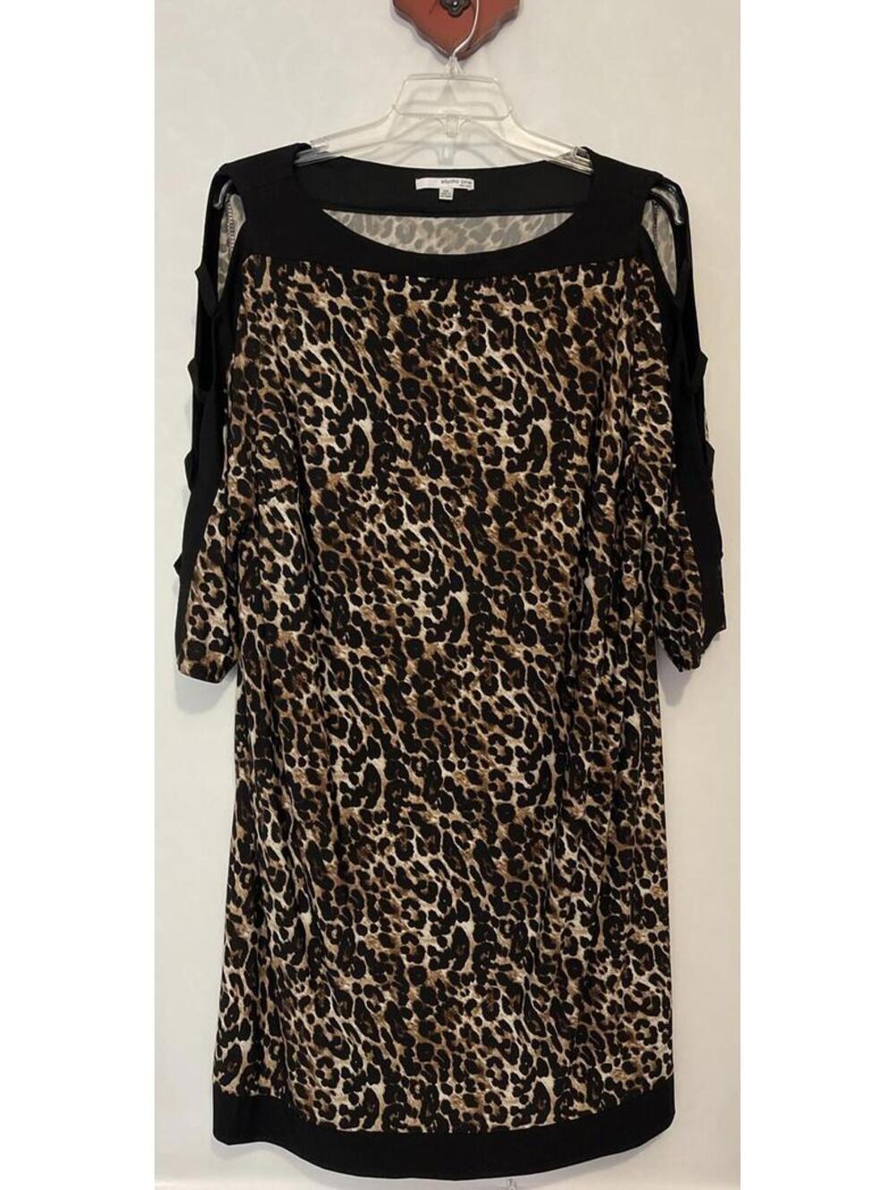 Studio One New York Womens 3x Brown Cheetah-Print Midi Pullover Dress! A545r